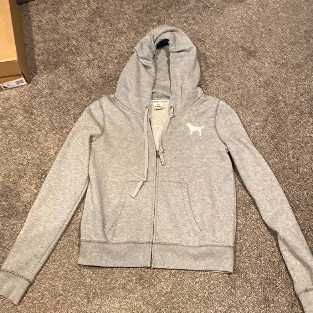 PINK gray Zip up hoodie